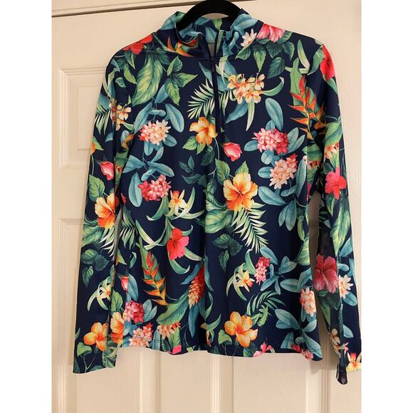 Gottex floral print long sleeve active half zip top small - Picture 6 of 9